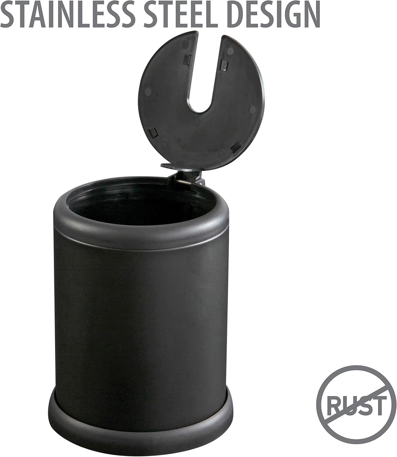 Bath Bliss Toilet Brush and Holder | Self Closing Lid | 360 Degree Brush Head | Bathroom Cleaning | Compact Size | Storage and Organization | Stainless Steel