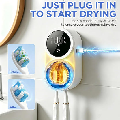 Toothbrush Sanitizer Holder – Wall Mounted Toothbrush Organizer with 60s Fast Sterilization, USB Charging, Auto-Inductive Cover, Fits Most Electric Manual & Kids Toothbrushes