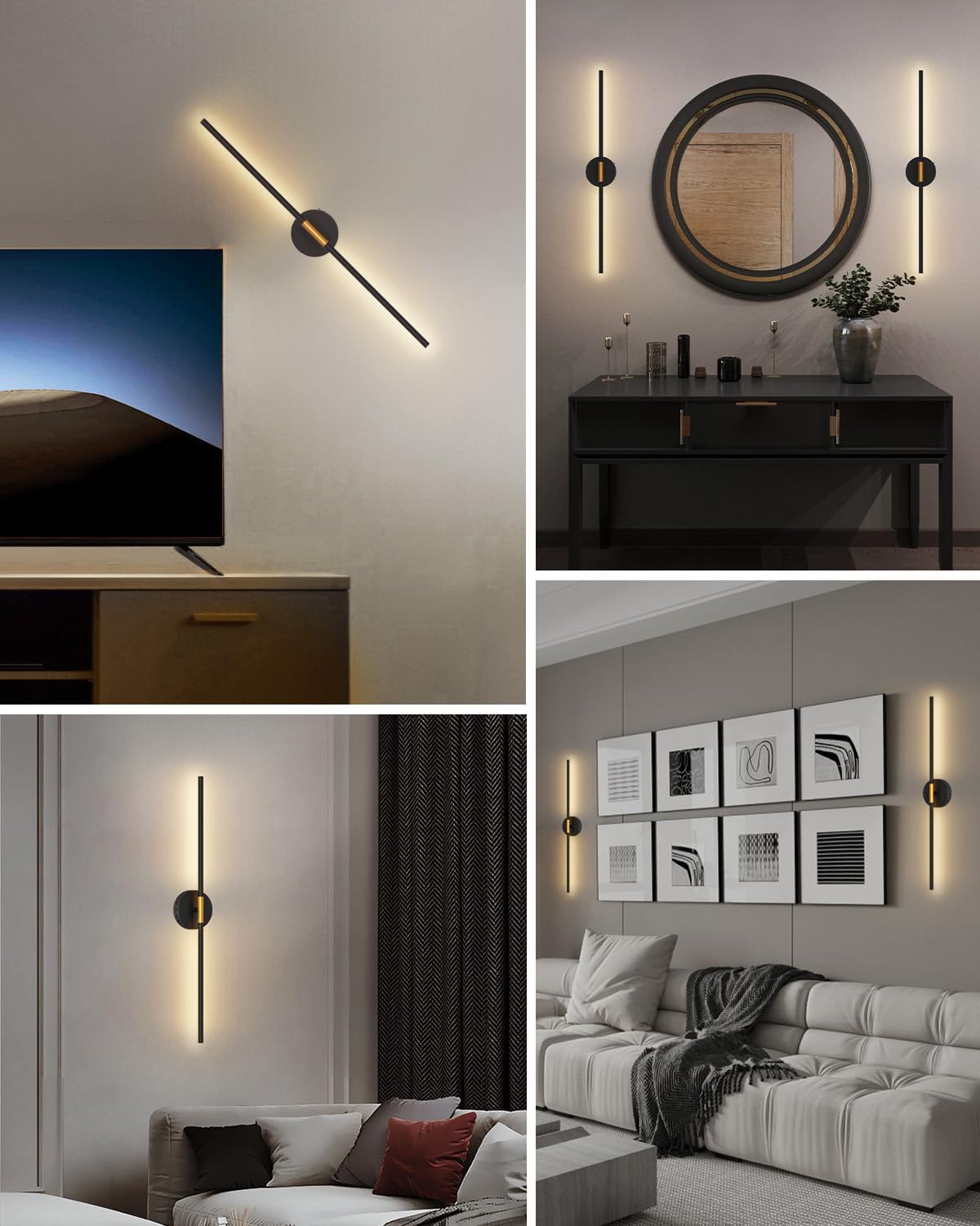 Battery Operated Wall Sconces Set of 2, 360° Rotatable Wall Sconce with Remote, 3000K Dimmable Magnetic Mount Wall Sconces, Rechargeable 28.3inch Wall Lights for Bedroom, Living Room, Dinning Room
