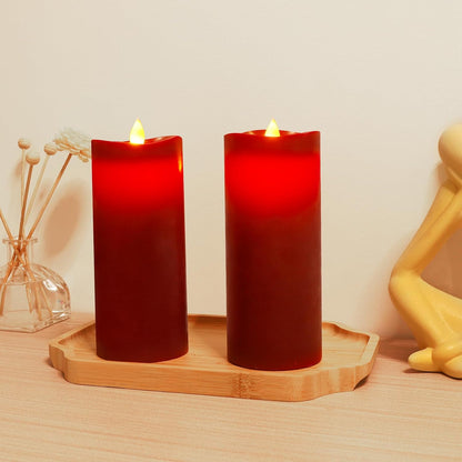 Enpornk 7” x 3” Flameless Candles, Flickering Moving Flame LED Candles, Battery Operated Candles with Remote and Timers, Ivory White, Set of 2