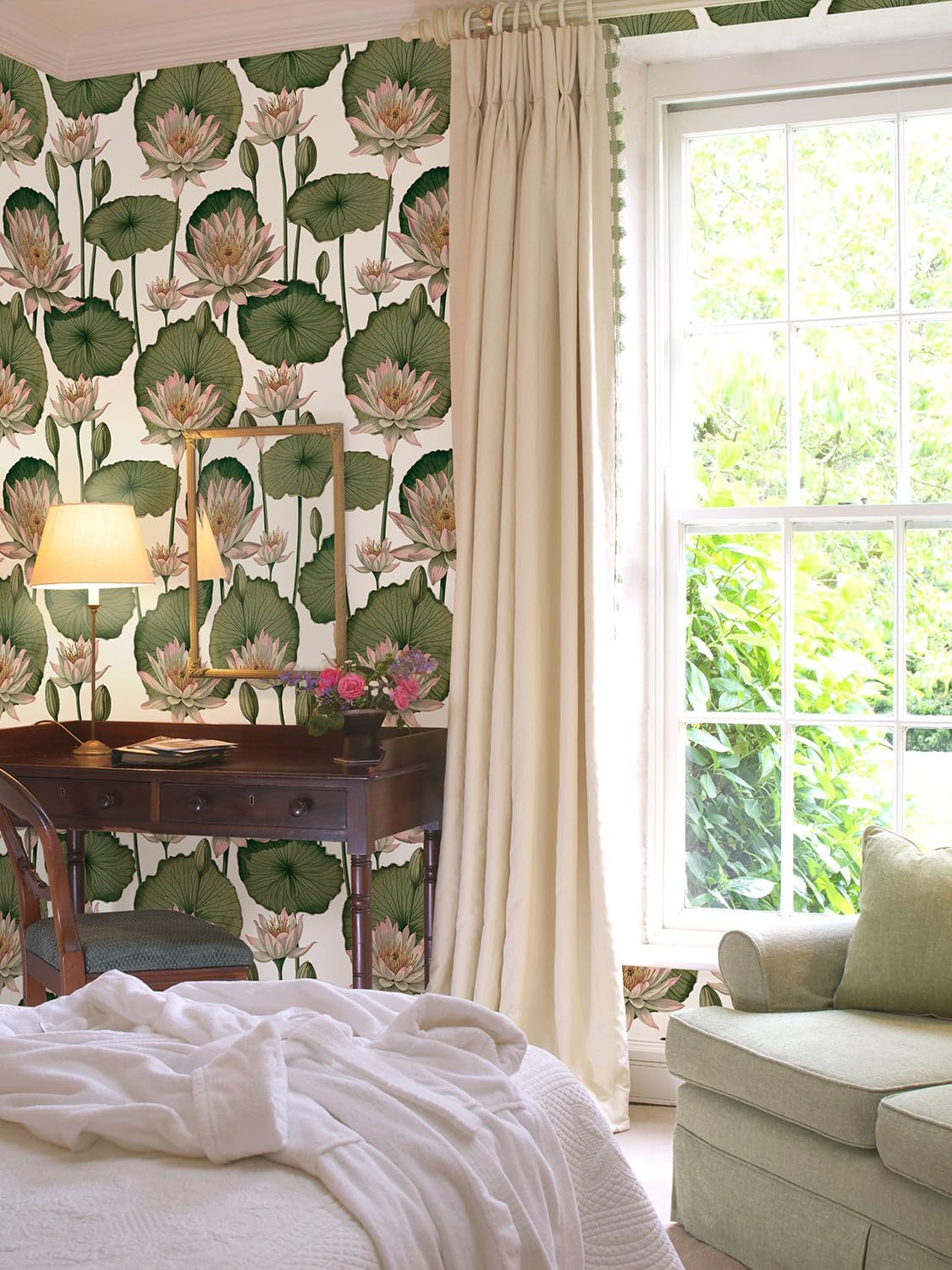 Orainege Floral Wallpaper Peel and Stick Wallpaper Modern Contact Paper 16.9in x 118.1in Self Adhesive Wall Paper for Bedroom Bathroom Shelf Liner Decor Removable