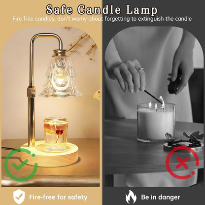 Droyek Candle Warmer Lamp with Timer Electric Adjustable Height Candle Warmer Dimmable Wax Warmer Lamp Jar Candles with 2 Bulbs for Home Decor & Office