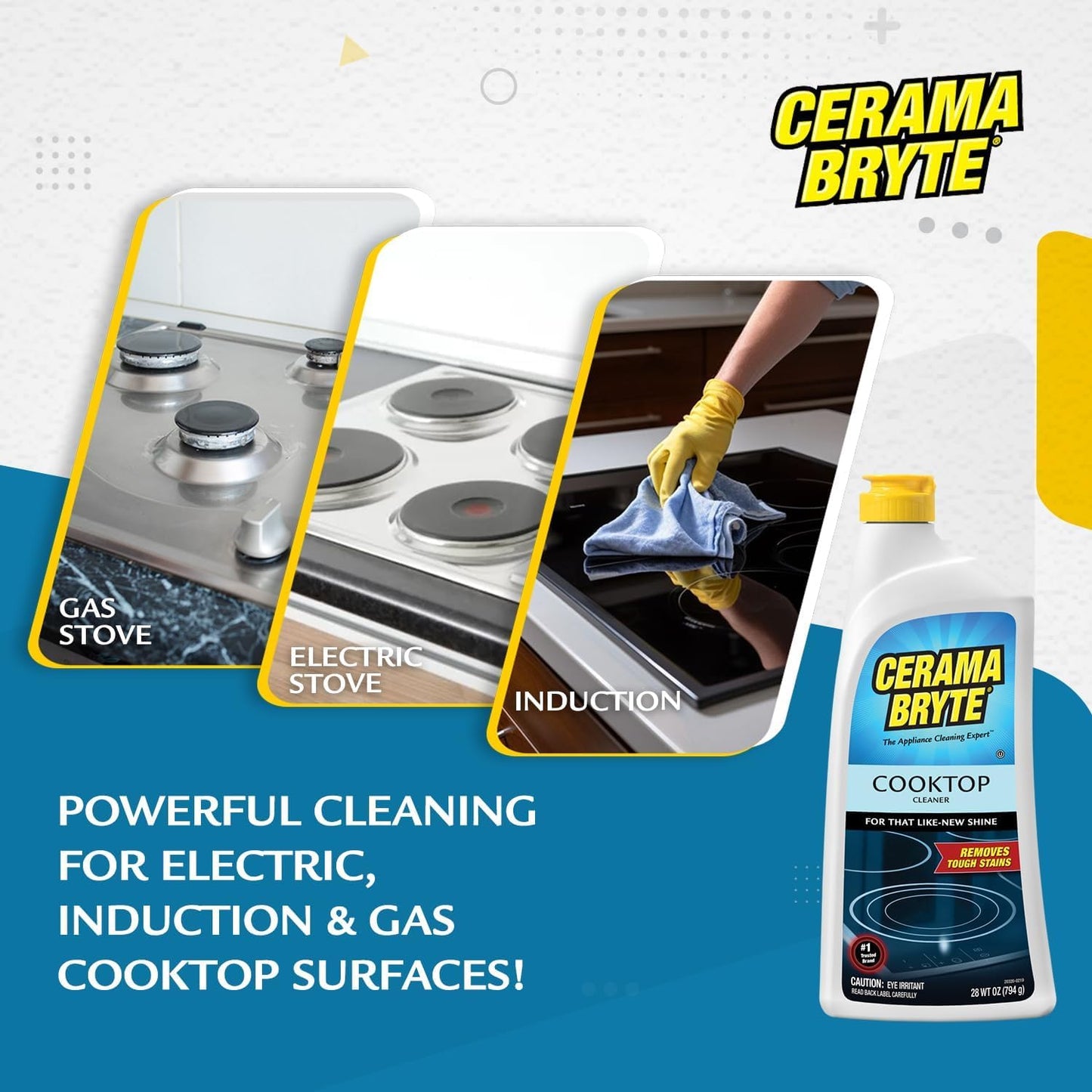 Cerama Bryte Cooktop Cleaner for Glass-Ceramic Surfaces, 18 oz, 2 Pack