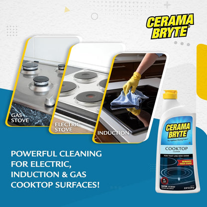 Cerama Bryte Cooktop Cleaner for Glass-Ceramic Surfaces, 18 oz, 2 Pack