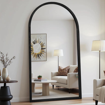 Suidia Full Length Mirror, Oversized Floor Mirror with Solid Wood Frame, Large Standing Mirror for Bedroom Living Room, Wood Art Style, Dark Walnut, 74" L x 32" W