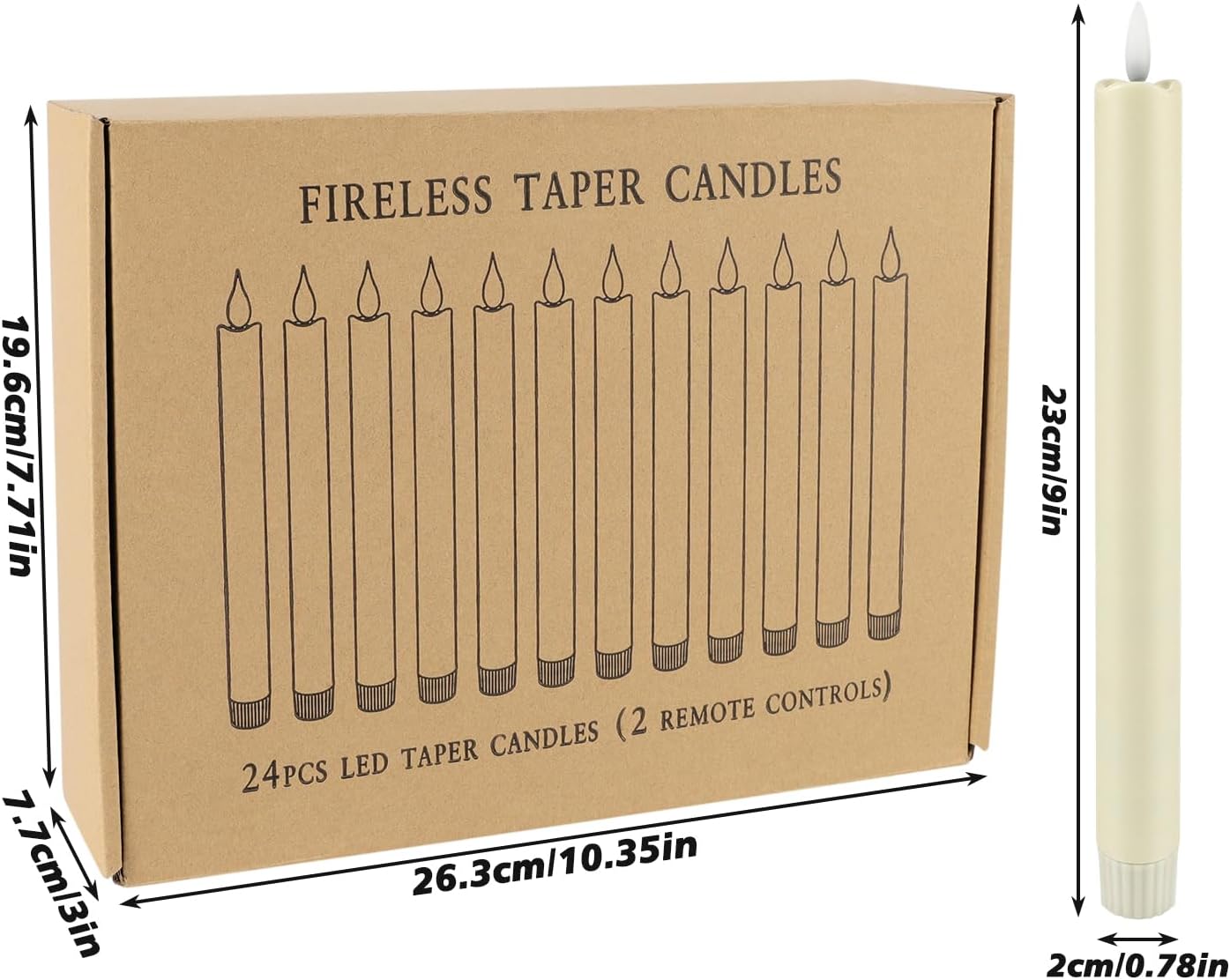 YOROXRG Set of 24 Waterproof Outdoor Flameless Candles, LED Candles with 4 Remote and Timer,(H 4" 5" 6" x D 2.2"),for Christmas,Halloween,Wedding,Festival