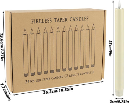YOROXRG Set of 24 Waterproof Outdoor Flameless Candles, LED Candles with 4 Remote and Timer,(H 4" 5" 6" x D 2.2"),for Christmas,Halloween,Wedding,Festival