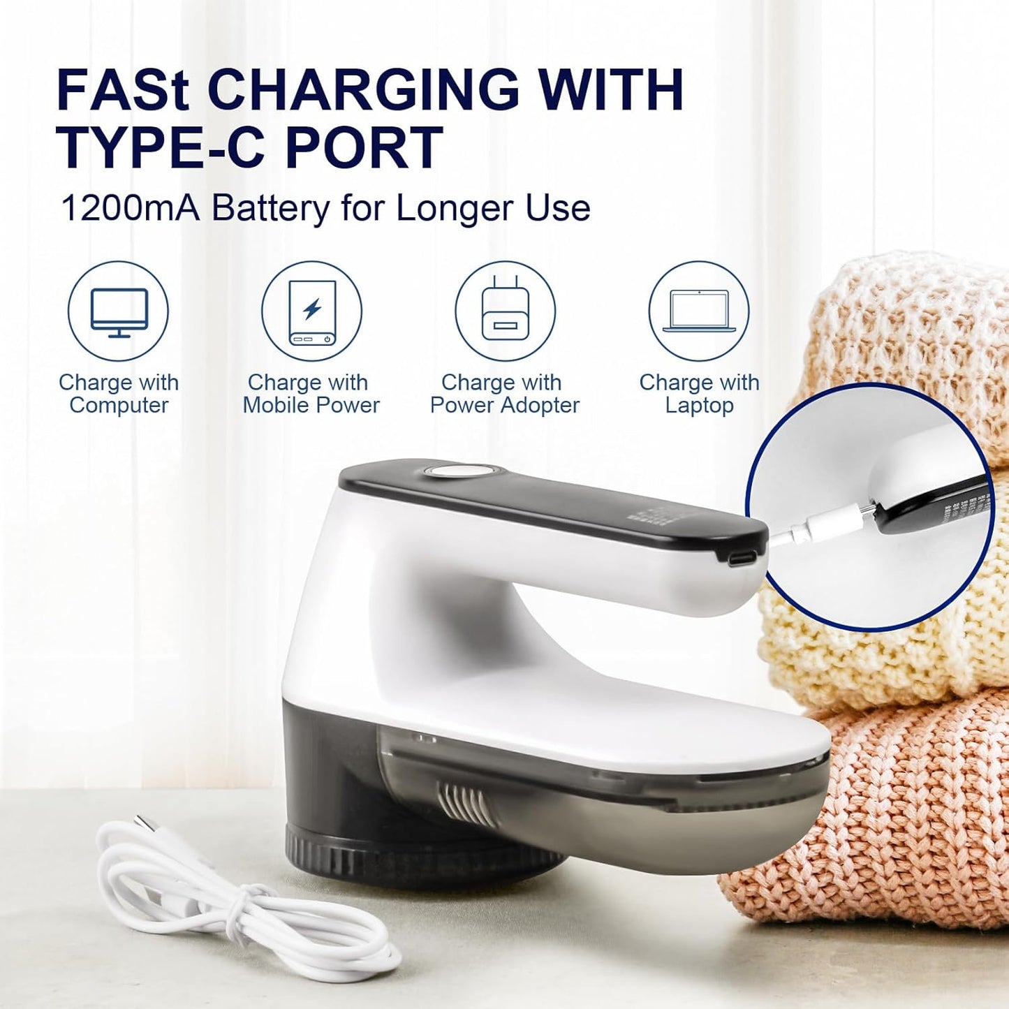 Fabric Shaver, Lint Shaver, Lint Remover Rechargeable Sweater Defuzzer Sweater Shavers to Remove Pilling for Clothes, Couch, Furniture, Fuzz Remover (6 Leaf Blade, 2 Extra Blades)