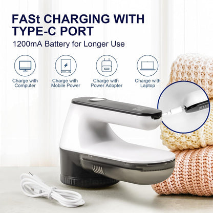 Fabric Shaver, Lint Shaver, Lint Remover Rechargeable Sweater Defuzzer Sweater Shavers to Remove Pilling for Clothes, Couch, Furniture, Fuzz Remover (6 Leaf Blade, 2 Extra Blades)