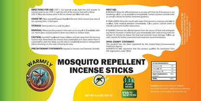Mosquito Repellent Outdoor Patio (120 PCS), Plant-Based Incense Sticks with Rosemary, Lemongrass & Citronella for Camping Essentials, Hiking, Yard