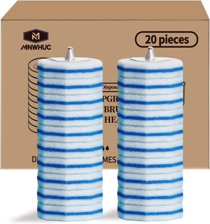Toilet Bowl Cleaner Wand Refills Compatible with CLOROX, 20 Count Disposable Toilet Brush Refills, Replacement Heads for Toilet Cleaning System, Blue