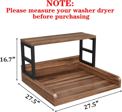 Washer Dryer Countertop with Shelf, 23.62″D x 23.62″W x 16.57″H, Countertop for Washer and Dryer Top with Non-Slip Pads and Edge Rails, Laundry Room Storage and Organization(Black)