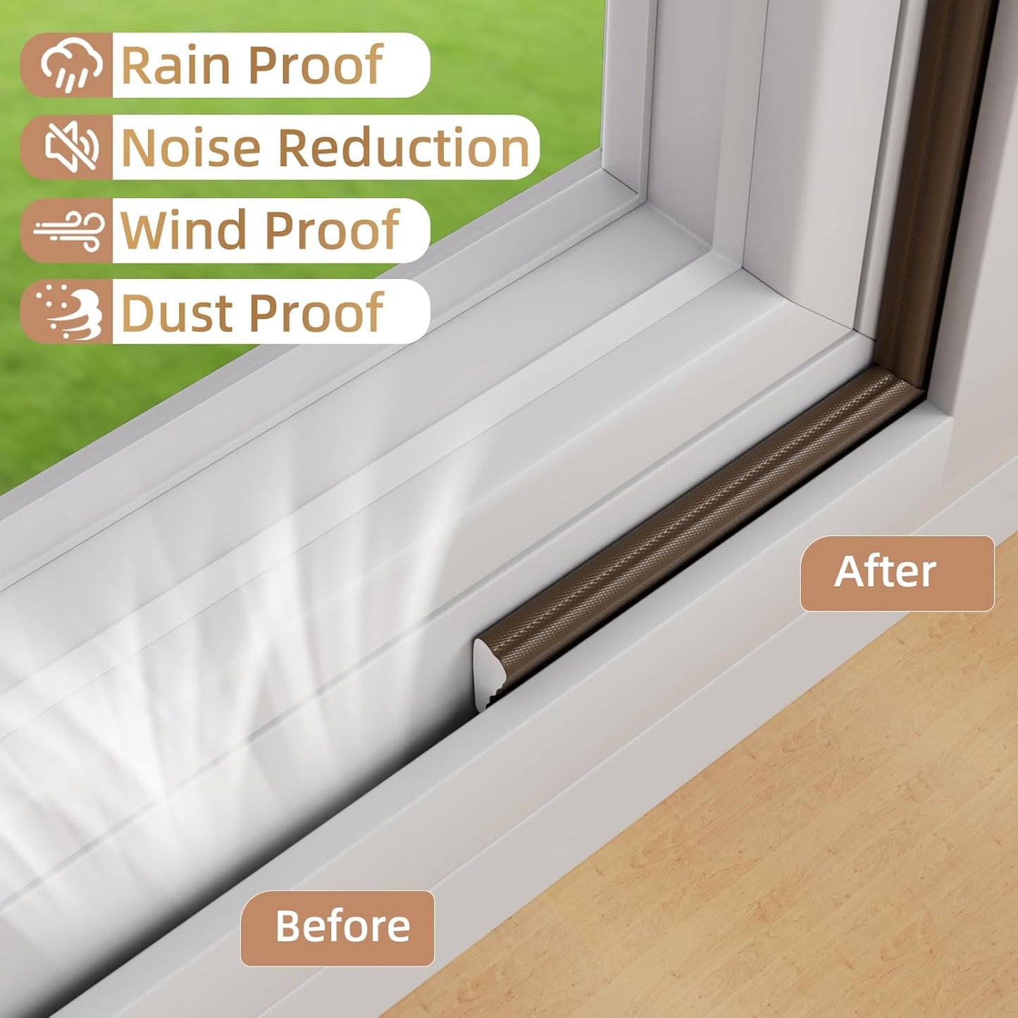 118” Wedge-Shape Foam Window Weather Stripping Door Seal Strip,Soundproofing Frame Winter Insulation Tape for Exterior Front Door,Noise Cancelling Window Inserts,Door Gap Filler Light Blocker,White