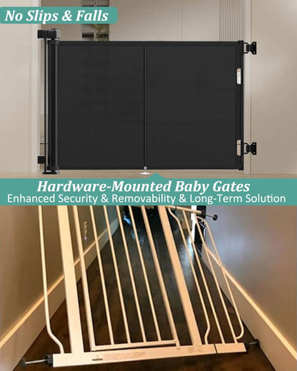 Miumoon 71 inch Retractable Baby Gates 42 inch Tall, Retractable Gate with Reinforced Strip Design to Prevent Crawling Through, 6 FT Retractable Dog Gate for Stairs, Doorways, Hallways, Indoor/Outdoor