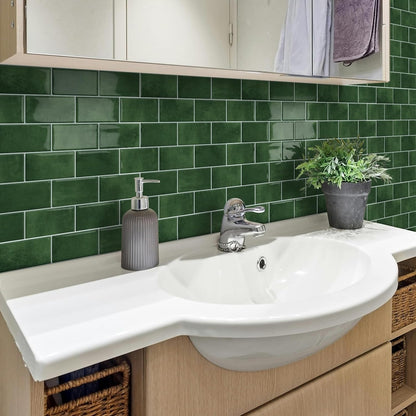 White Peel and Stick Backsplash Subway Tile 3D Brick Self Adhesvie Wall Tiles for Kitchen Bathroom Thick (10-Sheet, 12"×12") | Metro,Thick,Sticky,for Kitchen Splashbacks,Bathroom, (12"×12")