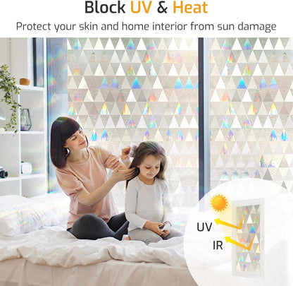 LUTE Window Privacy Film, Frosted Glass Window Film for Bathroom, Static Cling Removable Heat Control Glass Coverings, Non Adhesive Opaque Door Sticker for Home Office (Pure, 17.5" x 78.7")