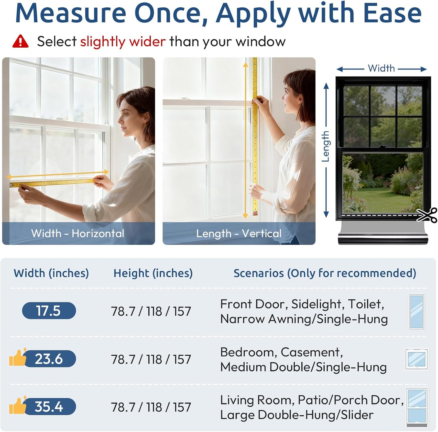 rabbitgoo Privacy Window Film Non Adhesive Frosted Glass Sun Blocking Self Static Cling Decorative for Home Kitchen Living Room, Removable and Reusable, 17.5 X 78.7 inches