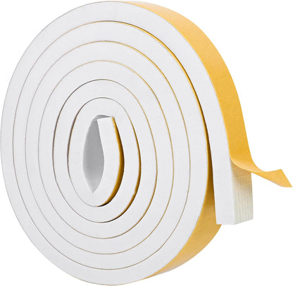 ToLanbbt White Door Window Weather Stripping Self Adhesive Foam Tape High Density Foam Sealing Strip Window Insulation Weatherproof Gasket Tape for Doors and Windows (1/2" W X 1/8" T X 16.5')