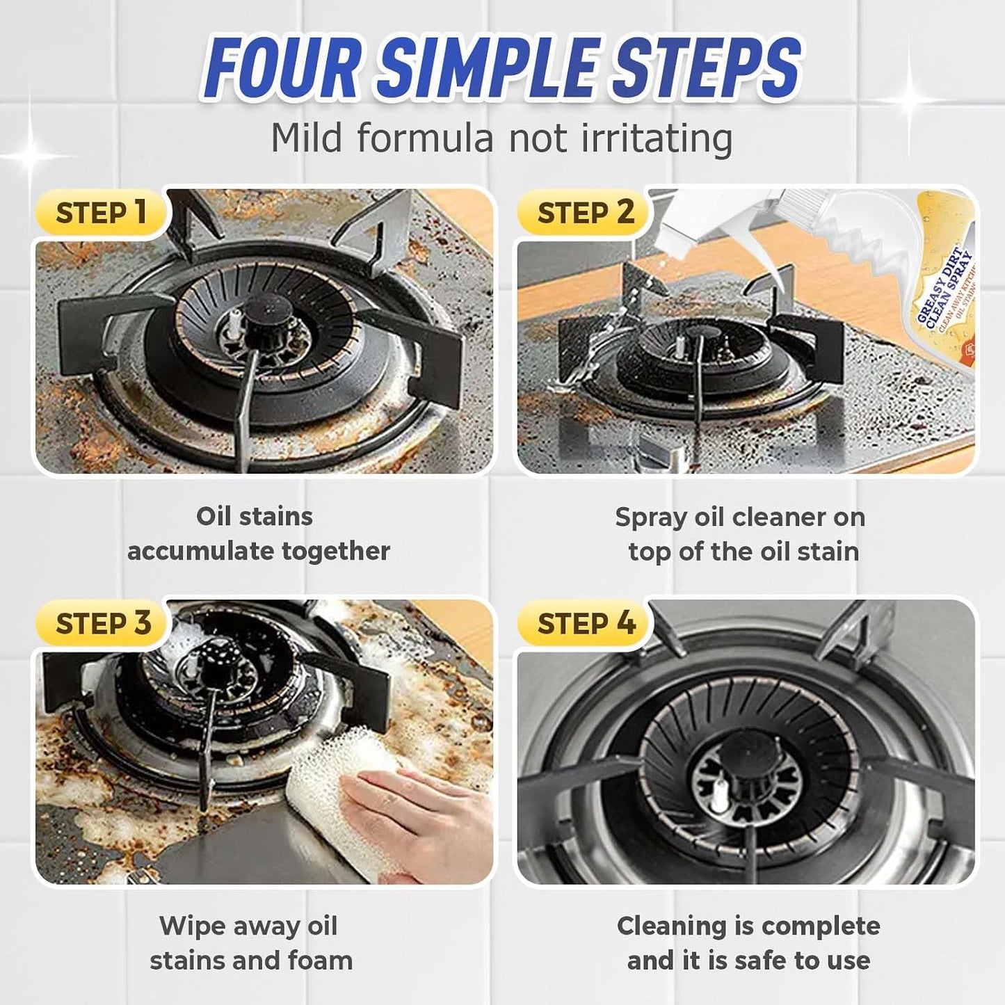 120ml Degreaser Cleaner Heavy Duty Kitchen Spray Cleaner All Purpose for Gas Stove, Range Hood, Air Fryer, BBQ Grill, Cookware & Countertop Cleaner, Cleaning Supplies for Housekeeping, 1 Pack