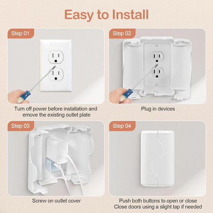 Child Proof Outlet Cover, Double Lock System, Duplex & Decorator Electrical Outlet Plates, Indoor Wall Outlet Covers Box, White, Large Interior Space