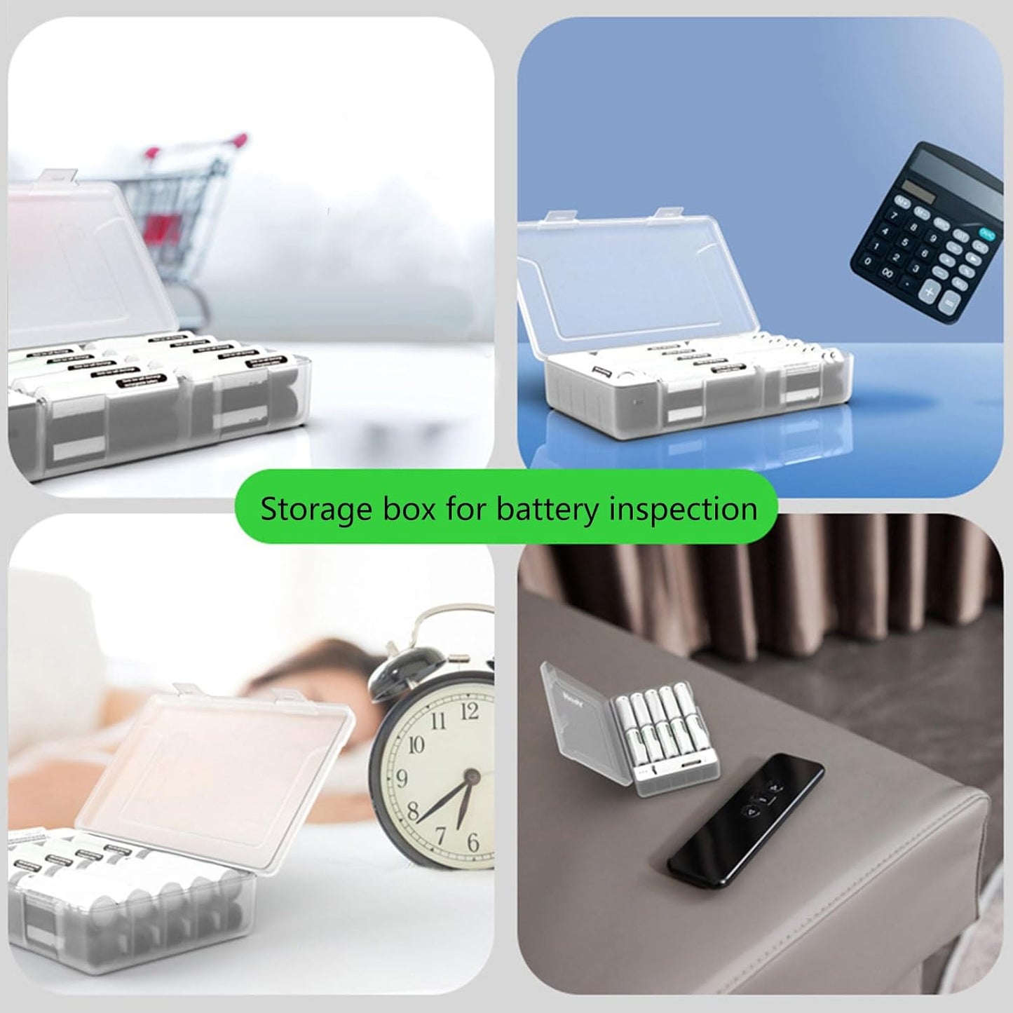 QMQJIA Battery Organizers Case for Double/Trible A Batteries Storage Box with Tester Function Large Capacity Clear Storage Box