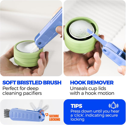 6 Pack Holikme 4 in 1 Cup Lid Cleaning Brush Set with 3 Straws, Multifunctional Bottle Brush, Silicone Cup Lid Gap Cleaner, Bristle Crevice Cleaning Brush, Flat End Brushes, Navy & Black & Olive