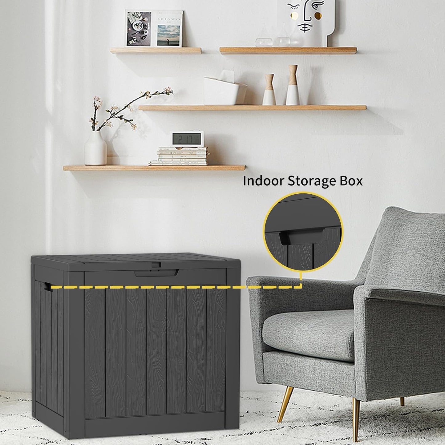 EasyUp 50 Gallon Outdoor Storage Box Waterproof Lockable Deck Boxes | UV Resistant Resin, for Garden Tools Cushions Patio Equipment, 300 lbs Capacity, Portable Design, Easy 16-Min Assembly