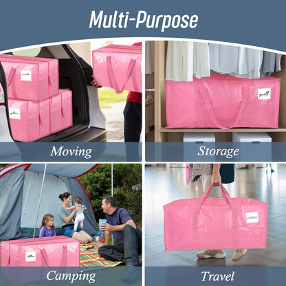 6 Pack Extra Heavy Duty Large Moving Bags with Strong Zipper & Comfortable Handles, Sturdy & Durable Clothes Storage Bags Totes Bins, Blue Packing Moving Boxes for College Supplies, Dark Blue