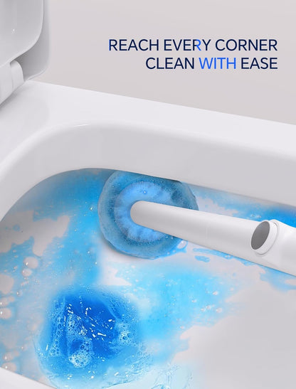 Disposable Toilet Brush Wand, Wall Mounted Toilet Cleaner Kit with Holder, for Bathroom Cleaning (Toilet Brush + 12 Brush Heads)