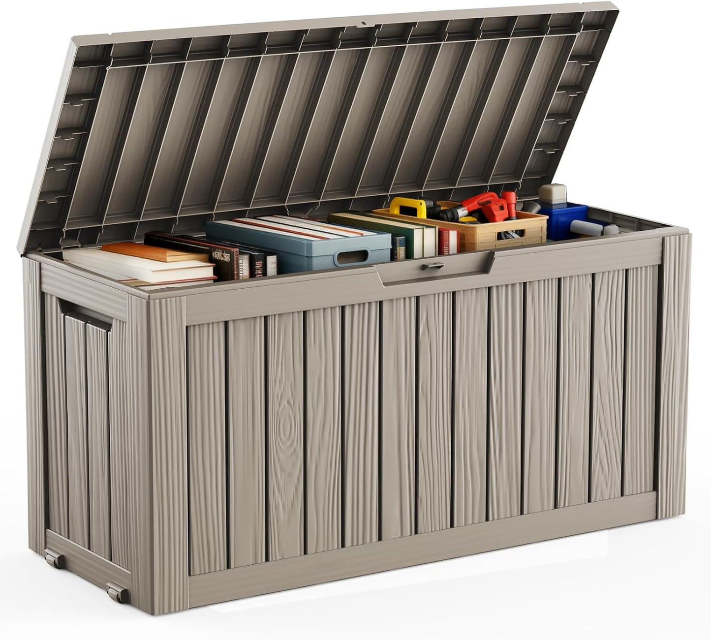 DRATO 180 Gallon Outdoor Storage Box, Large Waterproof Deck Box, Lockable Resin Storage Container with Reinforced Support for Patio Cushions, Garden Tools, UV-Resistant Outdoor Chest（Black，180 Gallon）