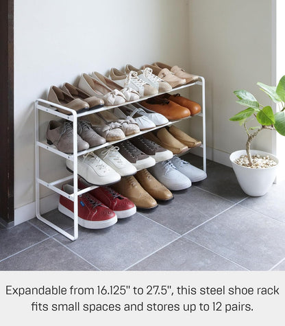 YAMAZAKI Home Frame Adjustable Shoe Rack - Spacesaving Storage Solution, 7" - Steel - Holds Up to 4 Pairs of Shoes Per Shelf