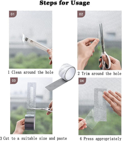 2PCS Window Screen Repair Kit Sticky Fine Screen Mesh Patch Repair Kit, Screen Repair Kit, Screen Tape Mesh Repair - for Windows or Doors (C-White)