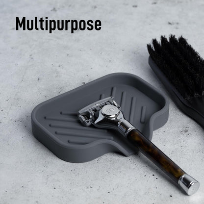 Zulay Kitchen (9x3.5in) Sponge Holder for Kitchen Sink - Flexible Heavy-Duty Multipurpose Sink Caddy - Counter Organizer for Kitchen, Bathroom, Makeup, Trinkets & More! (Grey)