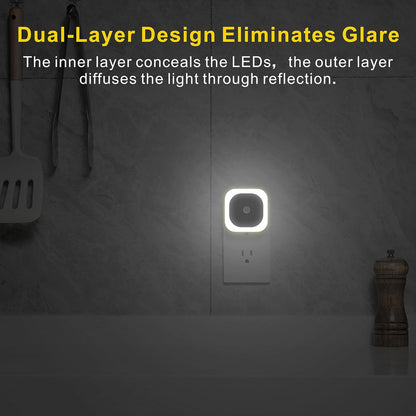 YUNLEX 2 Pack Plug in Red Sleep Night Light with Motion Sensor & Dusk to Dawn Sensor, Soft Glow, 0% Blue Light, Dimmable, Auto On/Off, LED Lights for Bedroom, Kids, Bathroom, Hallway, as Mother Gifts