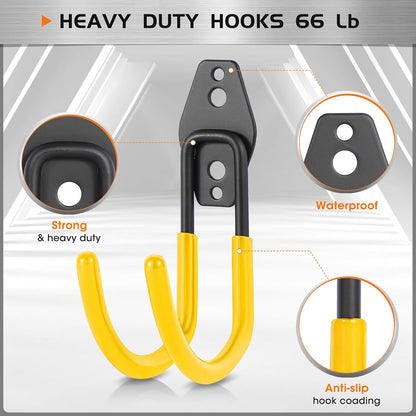 Hose Hanger Wall Mount 2 Pack,Heavy Duty Hose Holder with Screws Metal Hose Hangers for Outside,Hose Rack Suitable for Garage,Garden and Yard,Black