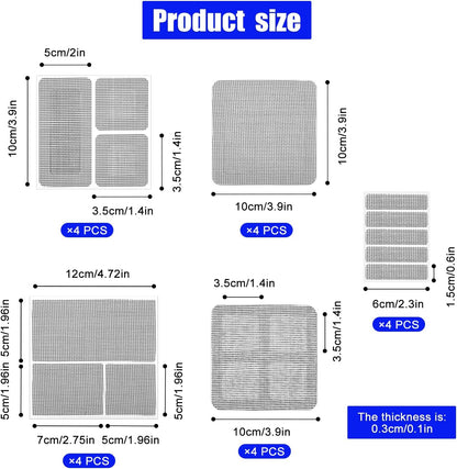 20PCS Window Screen Repair Patches Kit, Self Adhesive Screen Door Mesh Repair Fiberglass Window Repair Kit for Repairing Screen Windows Doors Tents Nets, (Gray, 5 Styles)