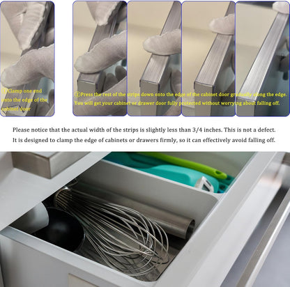 6 PCS Cabinet Door Edge Protector for 3/4 in Thick Door Edge, Clear Slip-On Guard for Kitchen Drawers and Shelves