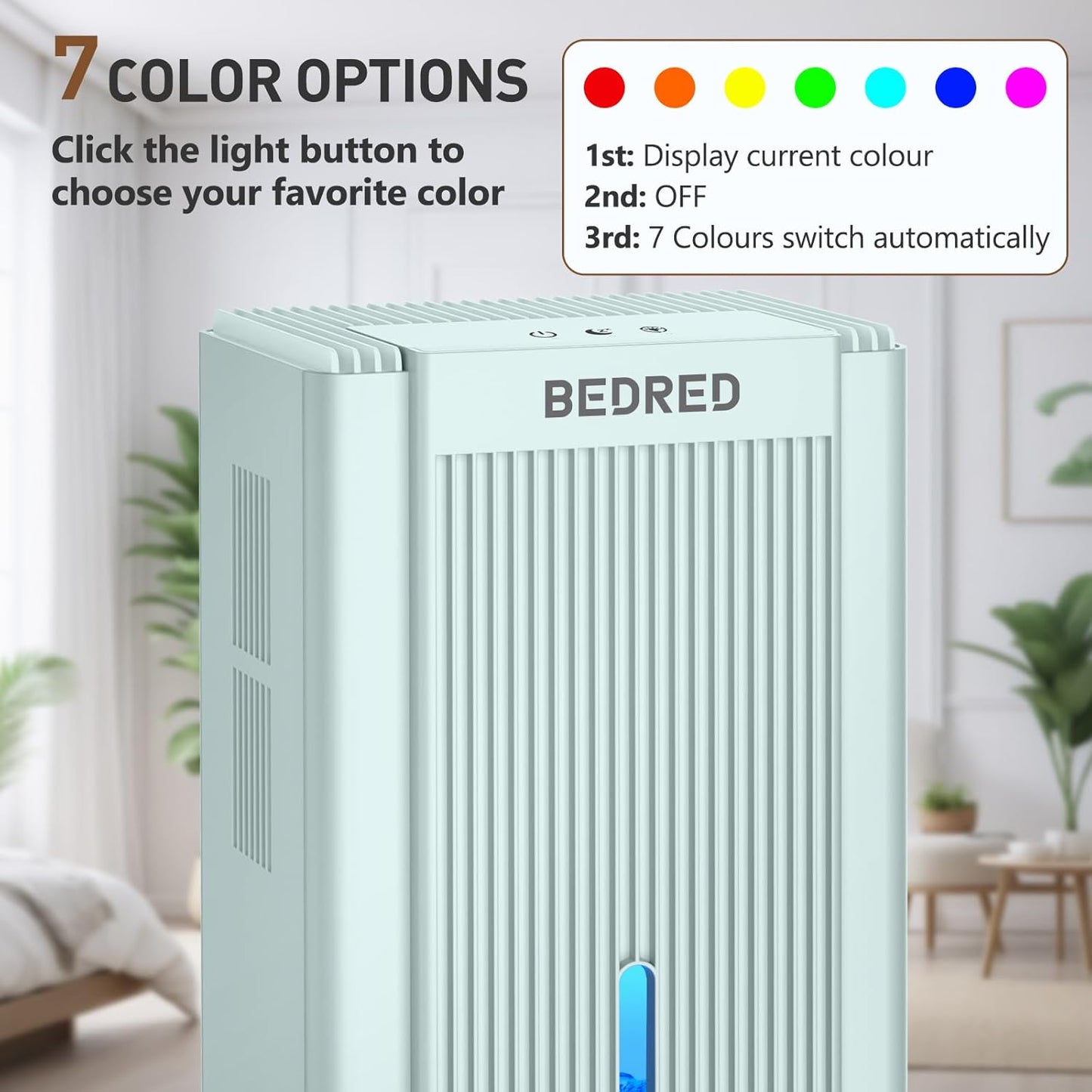 Dehumidifier, 95OZ Dehumidifier for Home 1000 Sq.Ft - Quiet with Auto Shut Off & Relaxing 7 Color Ambient Light,Ideal for Livingroom, Bedroom, Basement(White)
