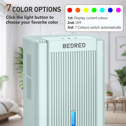 Dehumidifier, 95OZ Dehumidifier for Home 1000 Sq.Ft - Quiet with Auto Shut Off & Relaxing 7 Color Ambient Light,Ideal for Livingroom, Bedroom, Basement(White)