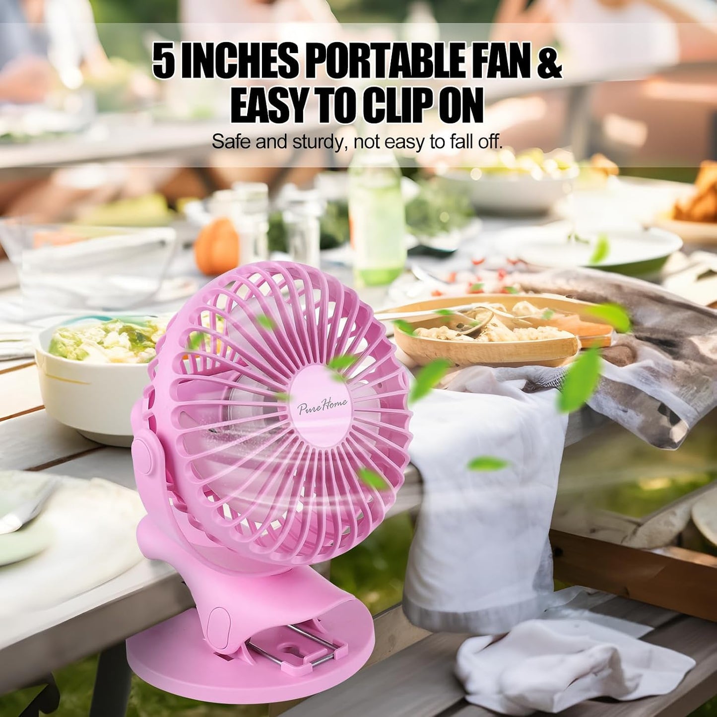 Portable Clip Fan Battery Operated,3 Speeds USB Rechargeable Mini Table Fan with Strong Airflow,360°Rotation Ultra Quiet Personal Desk Fan for Home Office Bedroom Dorm Stroller Camping(White)