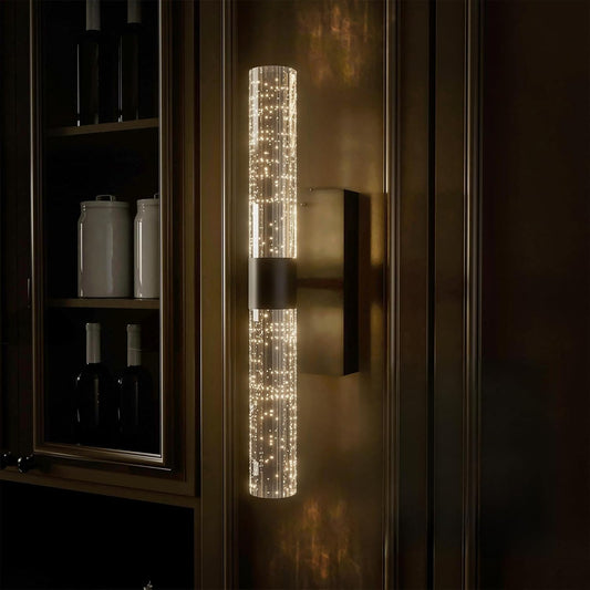 Crystal Battery Operated Wall Sconces Set of 2, Black Rechargeable Wireless Wall Light Fixtures with Remote Control, 3CCT and 12 RGB Dimmable Wall Lamps for Bedroom Living Room Hallway
