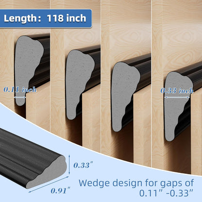 118”Wedge Weather Stripping Door Seal Strip for Door Frame,Self-Adhesive Window Insulation for Winter,Dark Foam Gap Filler for Light Noise Blocker,Front Exterior Door Side Draft Stopper,White