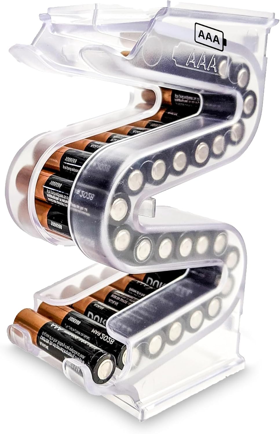 Battery Ladder Case - Battery Organizer & Dispenser (AAA & AA) | Stack It or Wall-Mount It To Dispense Batteries in First-In-First-Out Order, Tidy Storage for Home, Garage & Workshop