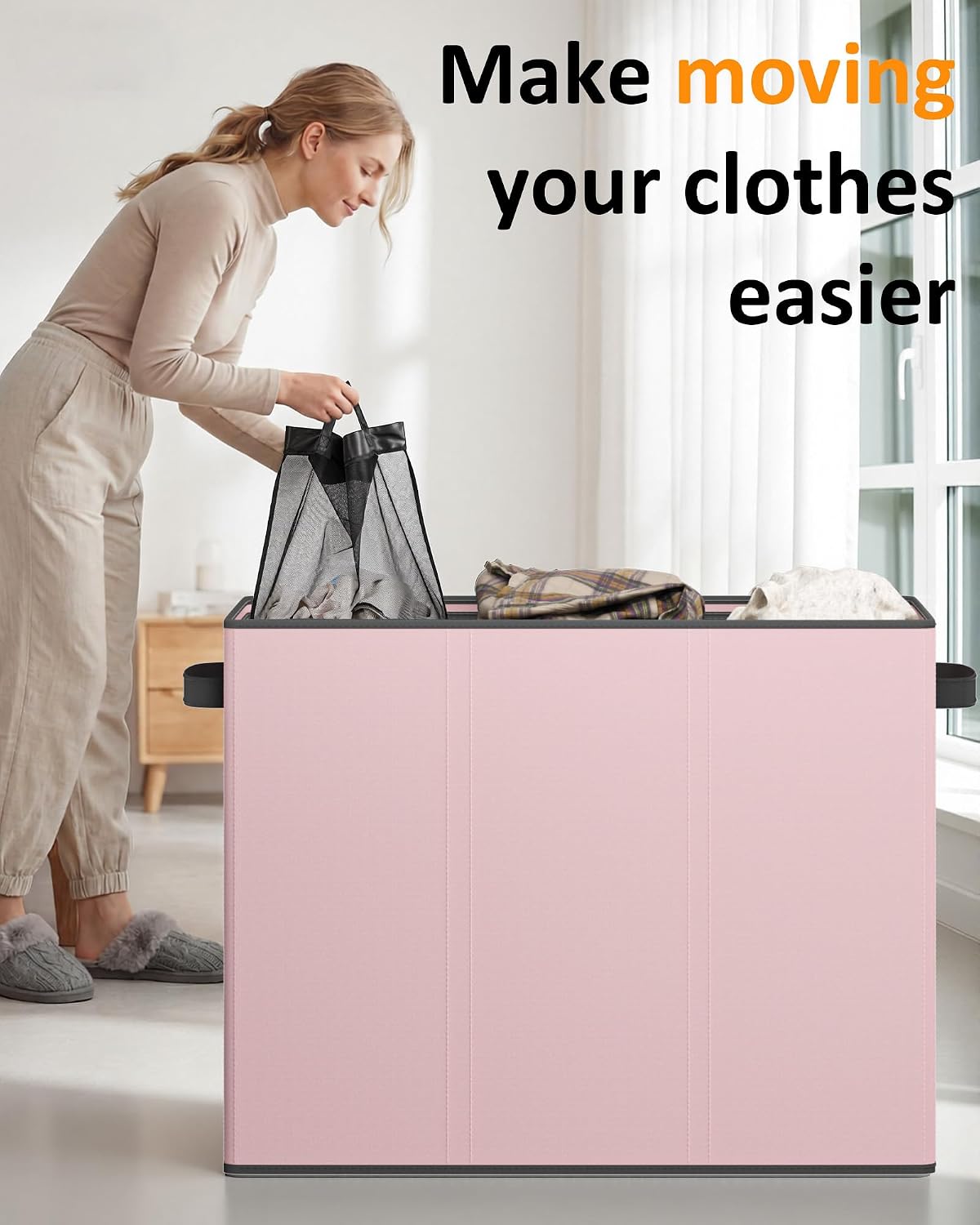 Optish 180L Laundry Hamper 3 Section, Large Laundry Hamper with Lid, Dirty Clothes Hampers with 3 Inner Bags, Laundry Basket Organizer for Laundry, Bedroom, Bathroom, Hamper 3 Compartment, Black