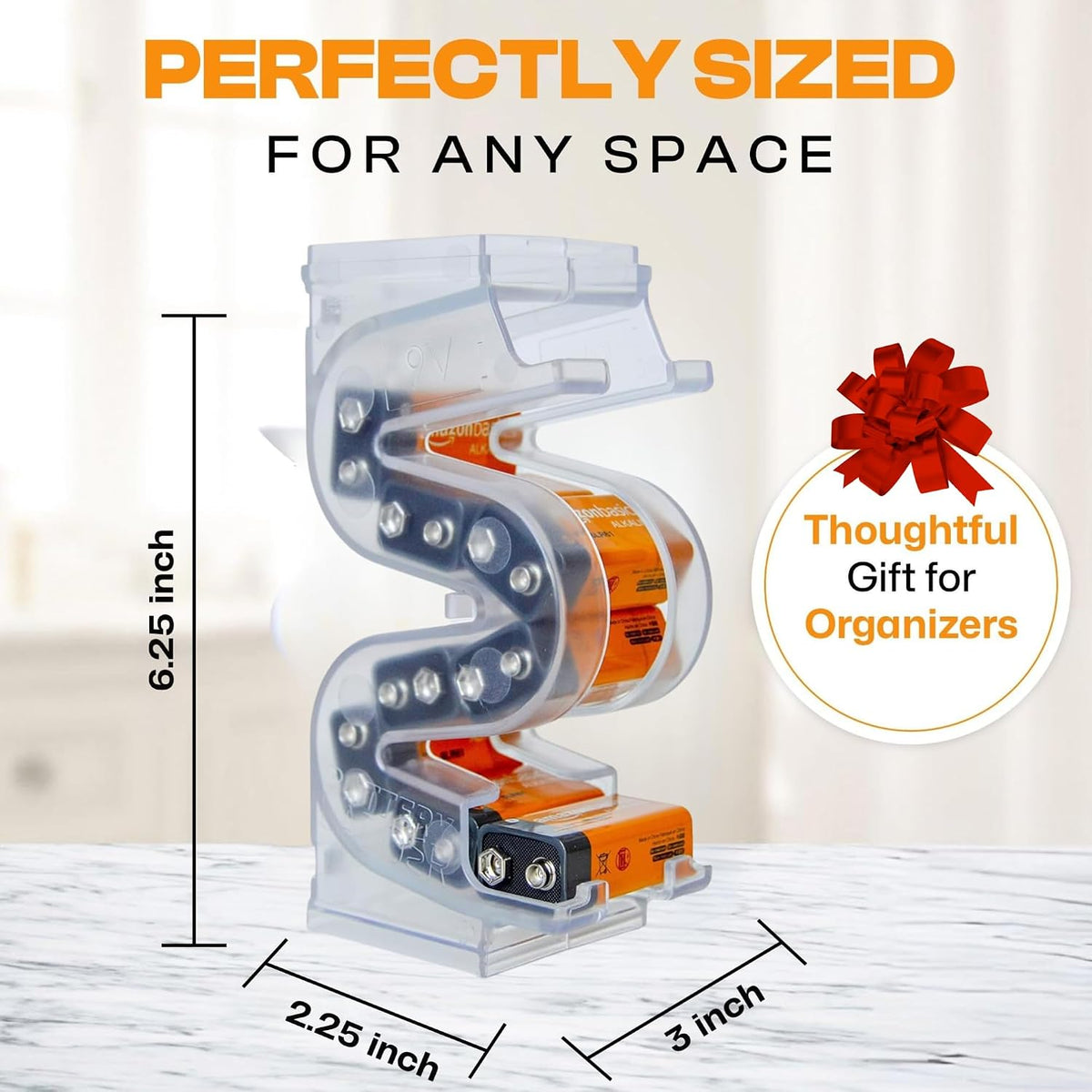 Battery Ladder Case - Battery Organizer & Dispenser (AAA & AA) | Stack It or Wall-Mount It To Dispense Batteries in First-In-First-Out Order, Tidy Storage for Home, Garage & Workshop