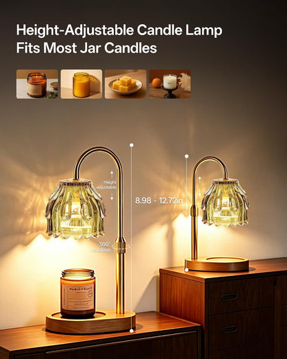 Homelist Candle Warmer Lamp with Timer Dimmer, Electric Wax Melter Warmer | Flower Adjustable Height Candle Warmer with 2 GU10 Bulbs for Women/Sister/Mom, Gifts for Birthday/Mother Day, Home Decor