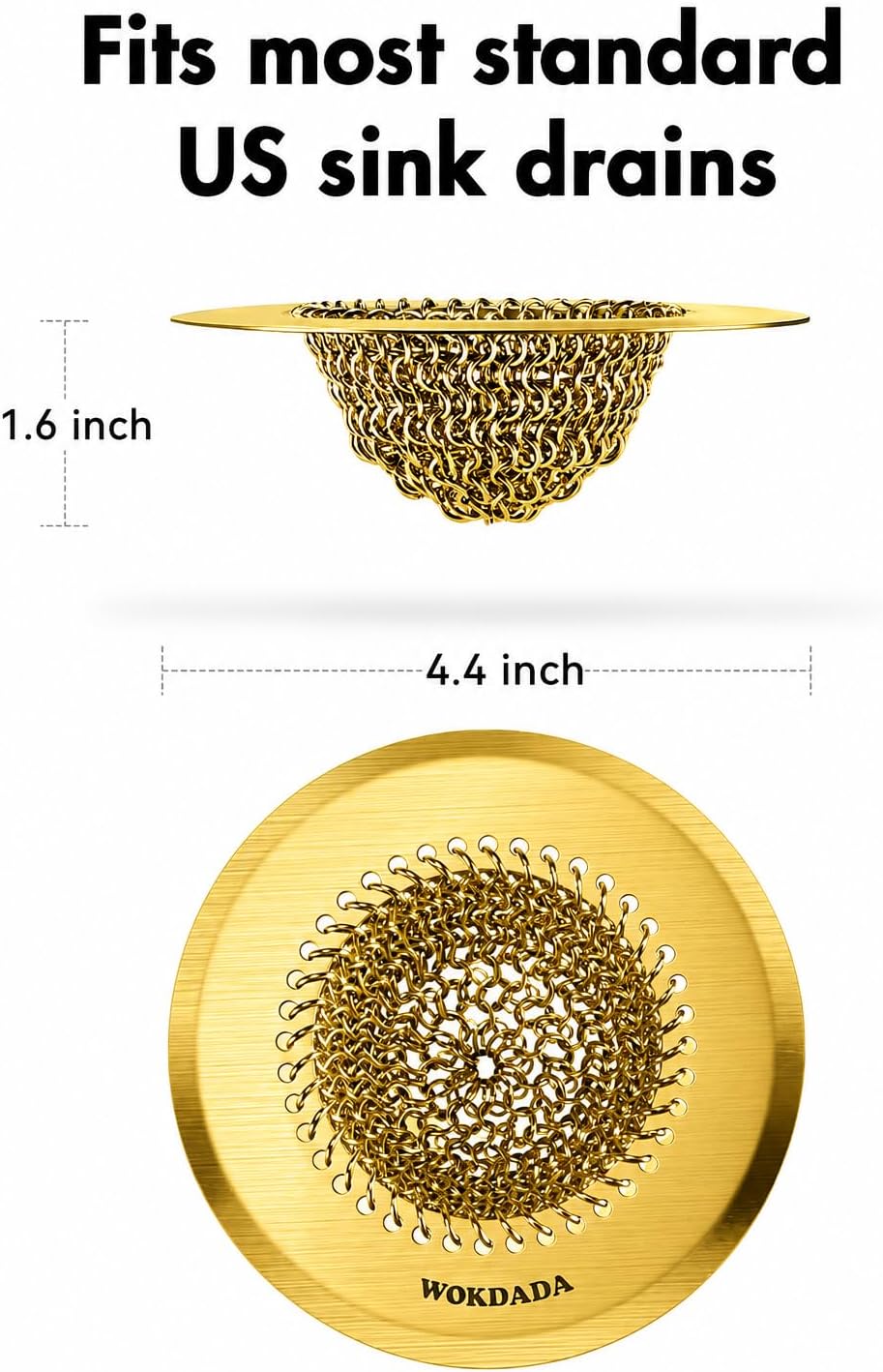 Revolutionary Kitchen Sink Drain Strainer/Patented Reversible Chain Mesh, Effortless Cleaning & Debris Catcher, Large Capacity, Anti-Clog, 304 Stainless Steel & Rust-Proof/Handmade