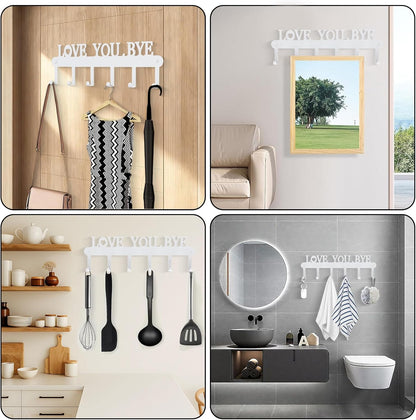 2 Pack Key Holder Wall Mount, Wall Mount Key Holder, Key Hooks Hanging Keys, Key Hanger with 8 Hooks, No-Drill Decorative White Key Rack for Living Room, Kitchen, or Bathroom