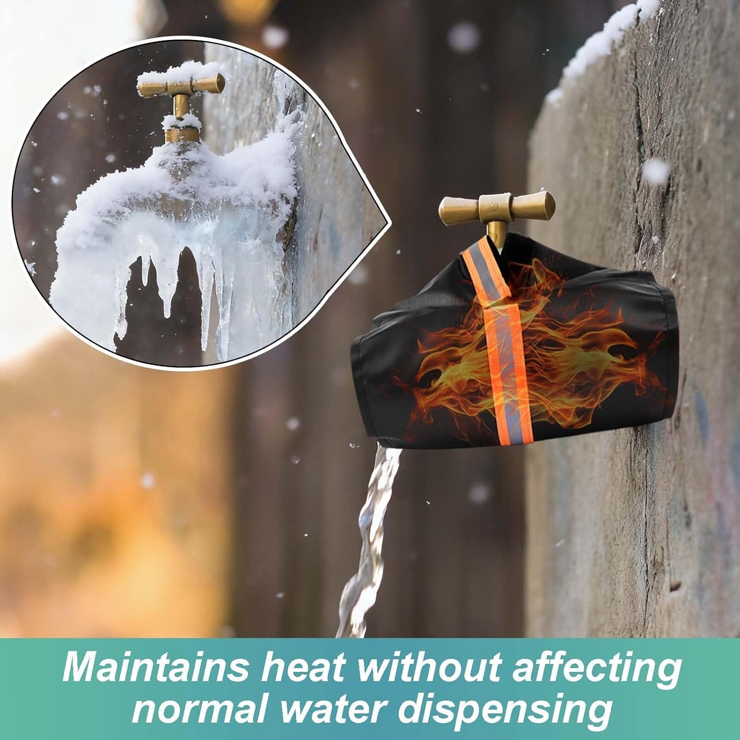 2Pcs Outdoor Faucet Cover for Winter Freeze Protection Outside Insulated Spigot Socks Freeze Miser Reusable Hose Bib Cover Waterproof Water Faucet Insulation Wrap with Reflective Strip for Garden Yard