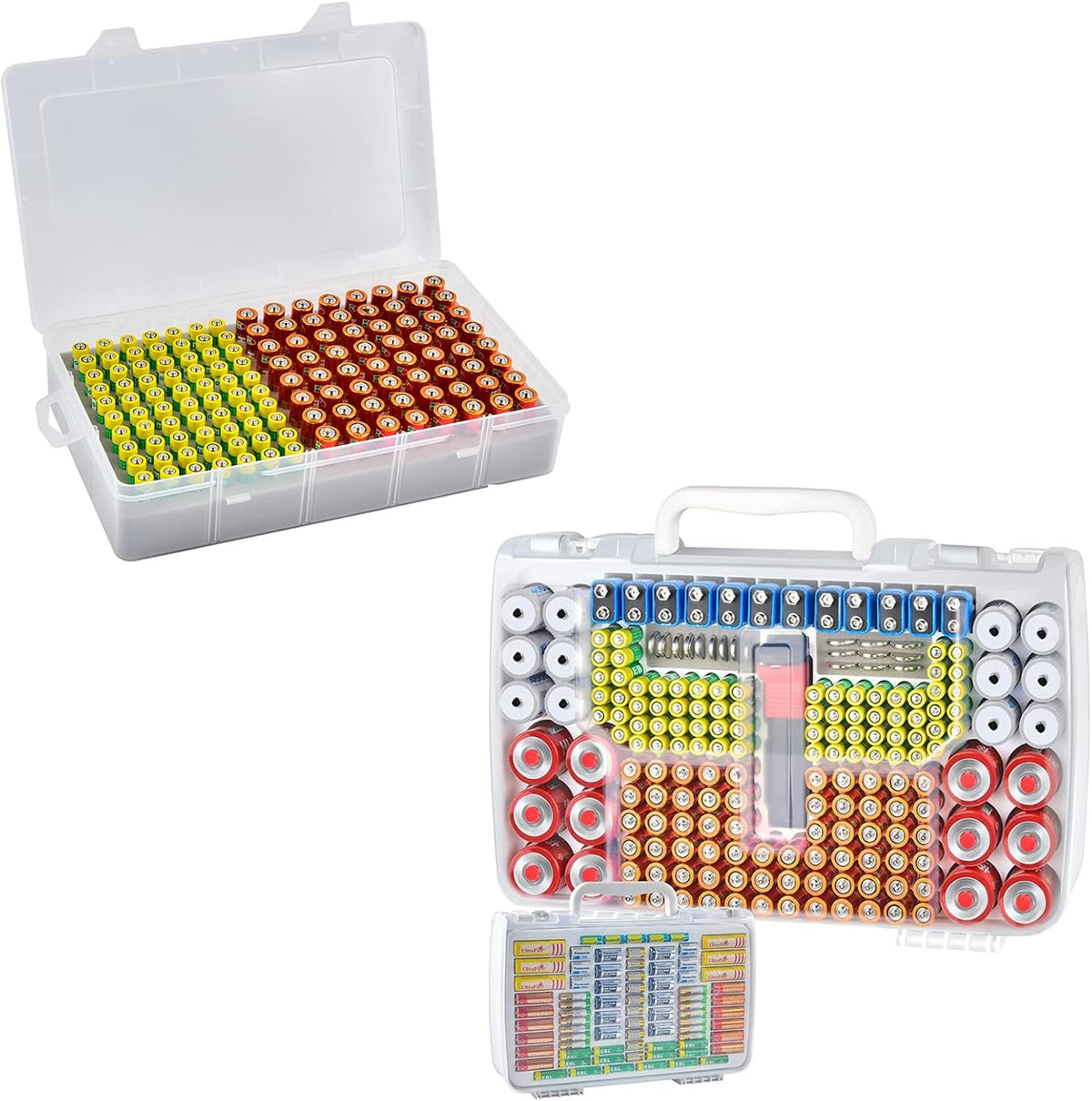 Xuerdon Battery Organizer Storage Holder Case with Double-Sided, Garage Box Container with Tester Checker.Battery Vault Box Holder Container for 134pcs AA AAA Batteries